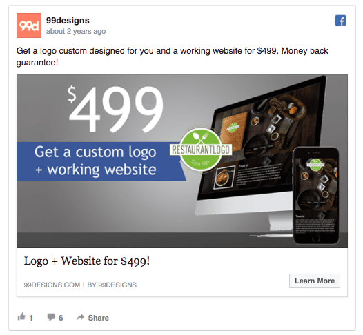 idea di campagna su Facebook: 99designs