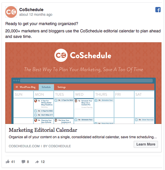 idea di campagna su Facebook: CoSchedule