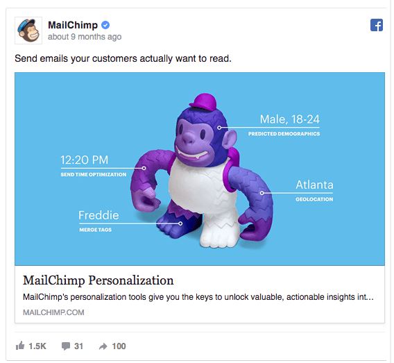 idea di campagna su Facebook: MailChimp