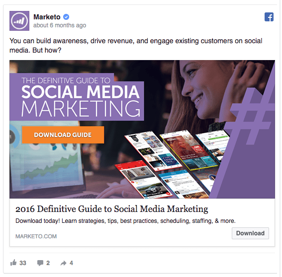 idea per un post su Facebook: Marketo