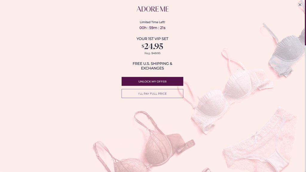 popup offerta a tempo