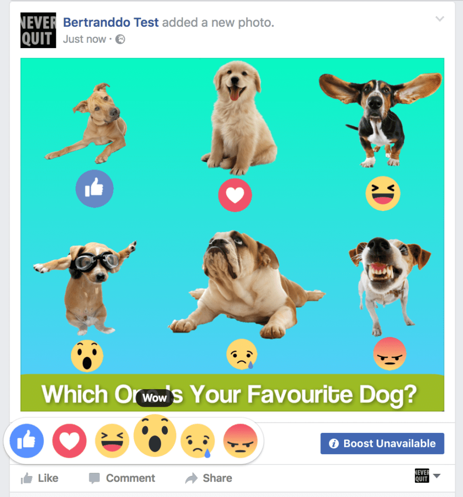idea di sondaggio su Facebook: usa le reactions
