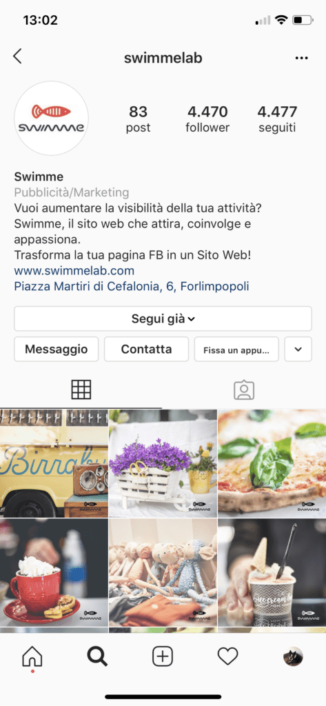 Pulsante Fissa un appuntamento visibile tra i contatti del profilo Instagram