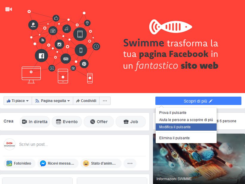 Modifica il pulsante Pagina Facebook