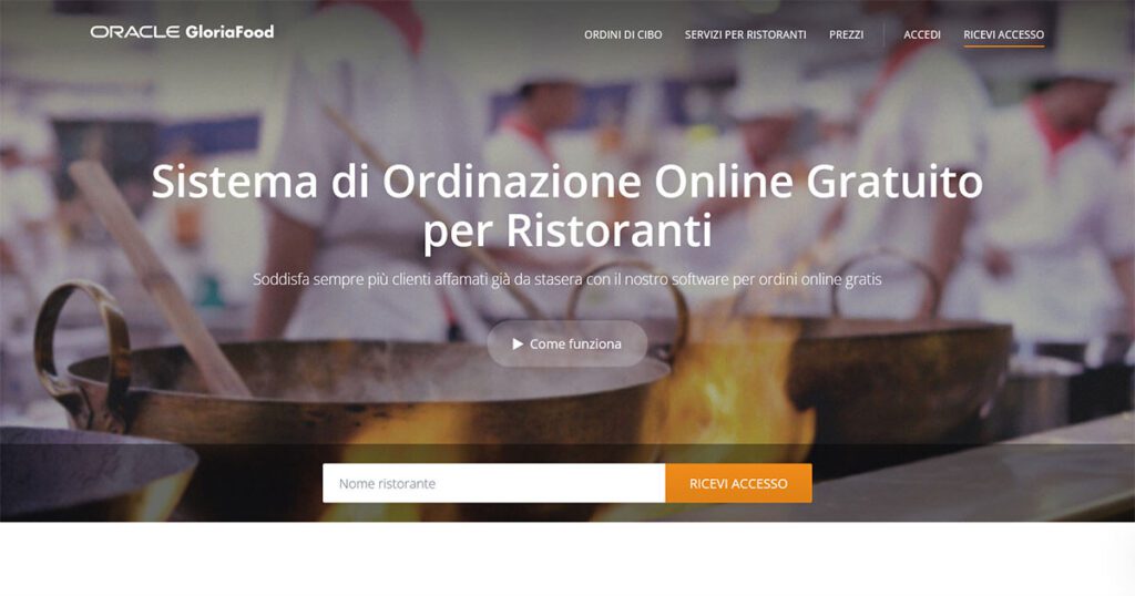 GloriaFood app gratuita pre ristoranti per gestire le ordinazioni