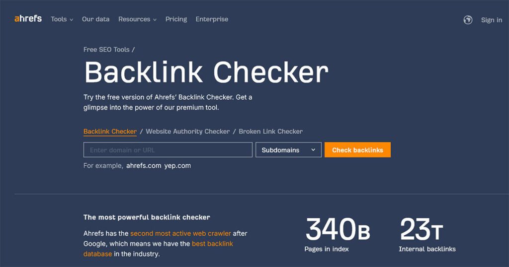 Ahrefs Backlink Checker