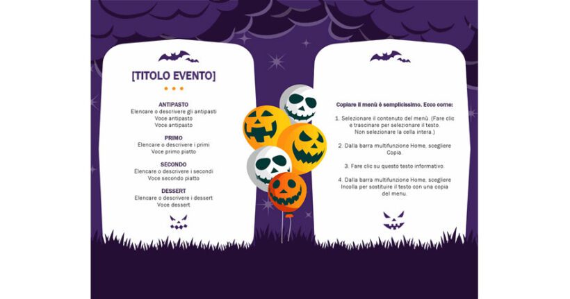 menu halloween per bar da stampare microsoft office