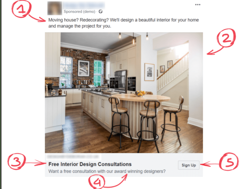 pubblicità su Facebook per un interior designer